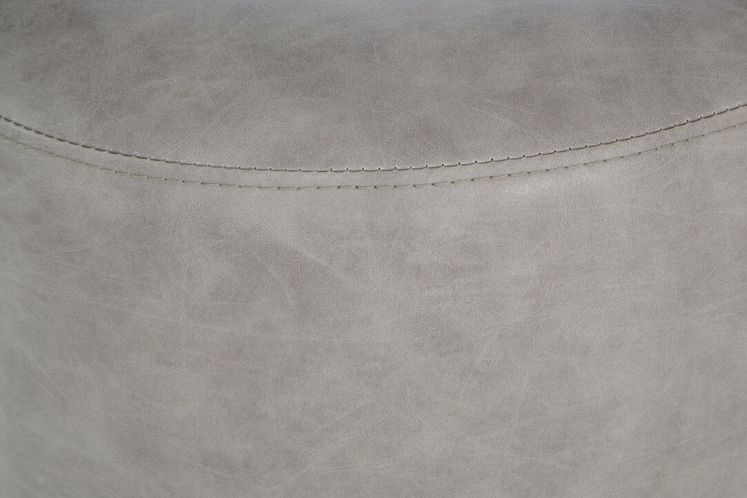 Hackney Ash Grey Faux Leather Pouffe
