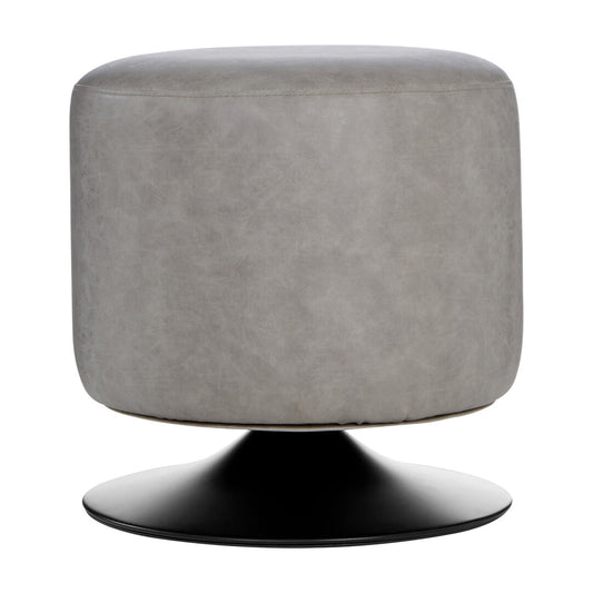 Hackney Ash Grey Faux Leather Pouffe