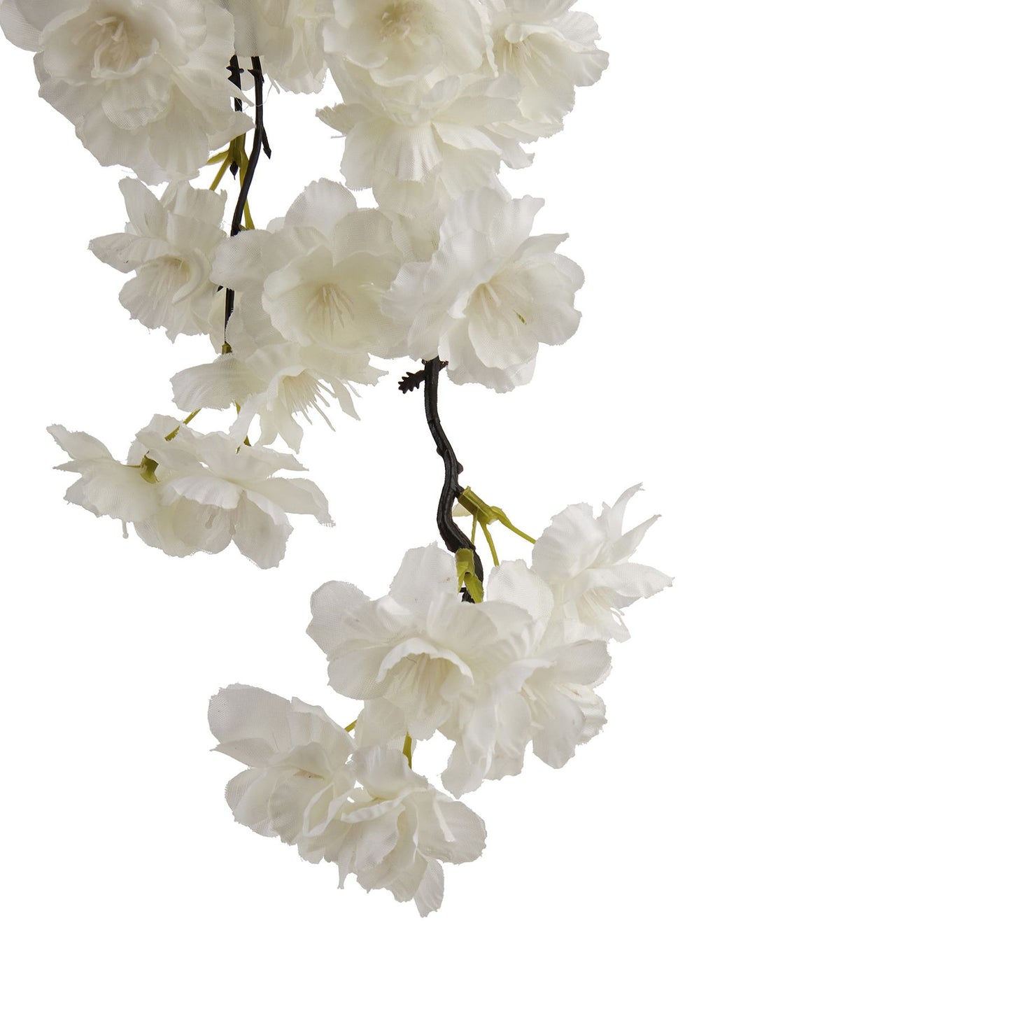 Large white cherry blossom stem featuring clusters of luminous blossoms on a graceful arching stem, perfect for elegant decor.