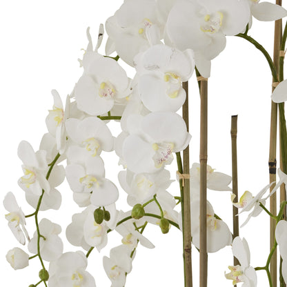 Large White Orchid In Antique Stone Pot - All Artificial Flowers from the Quanta Home collection.