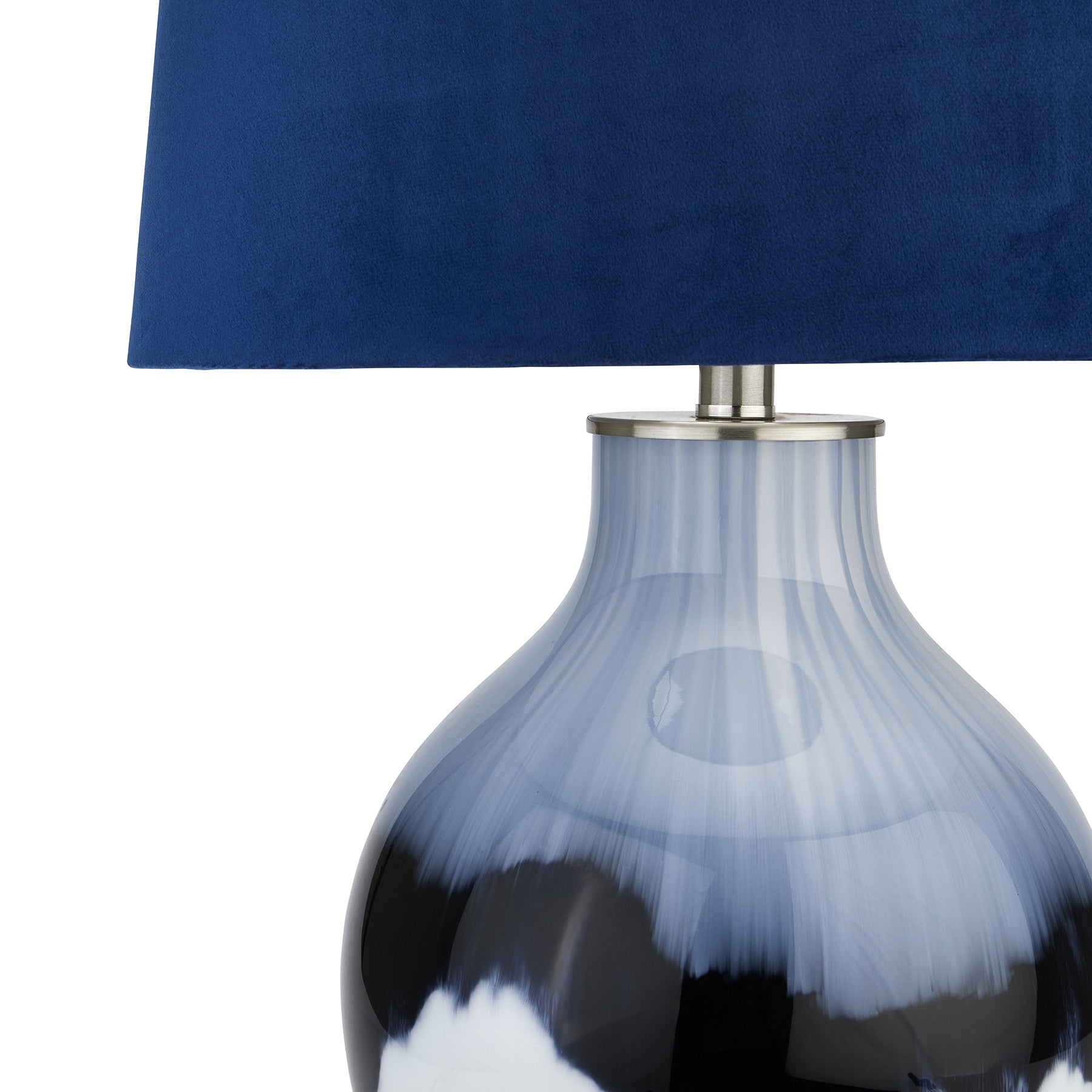 Ice Shadows Table Lamp With Navy Blue Lampshade - Lighting from the Quanta Home collection.