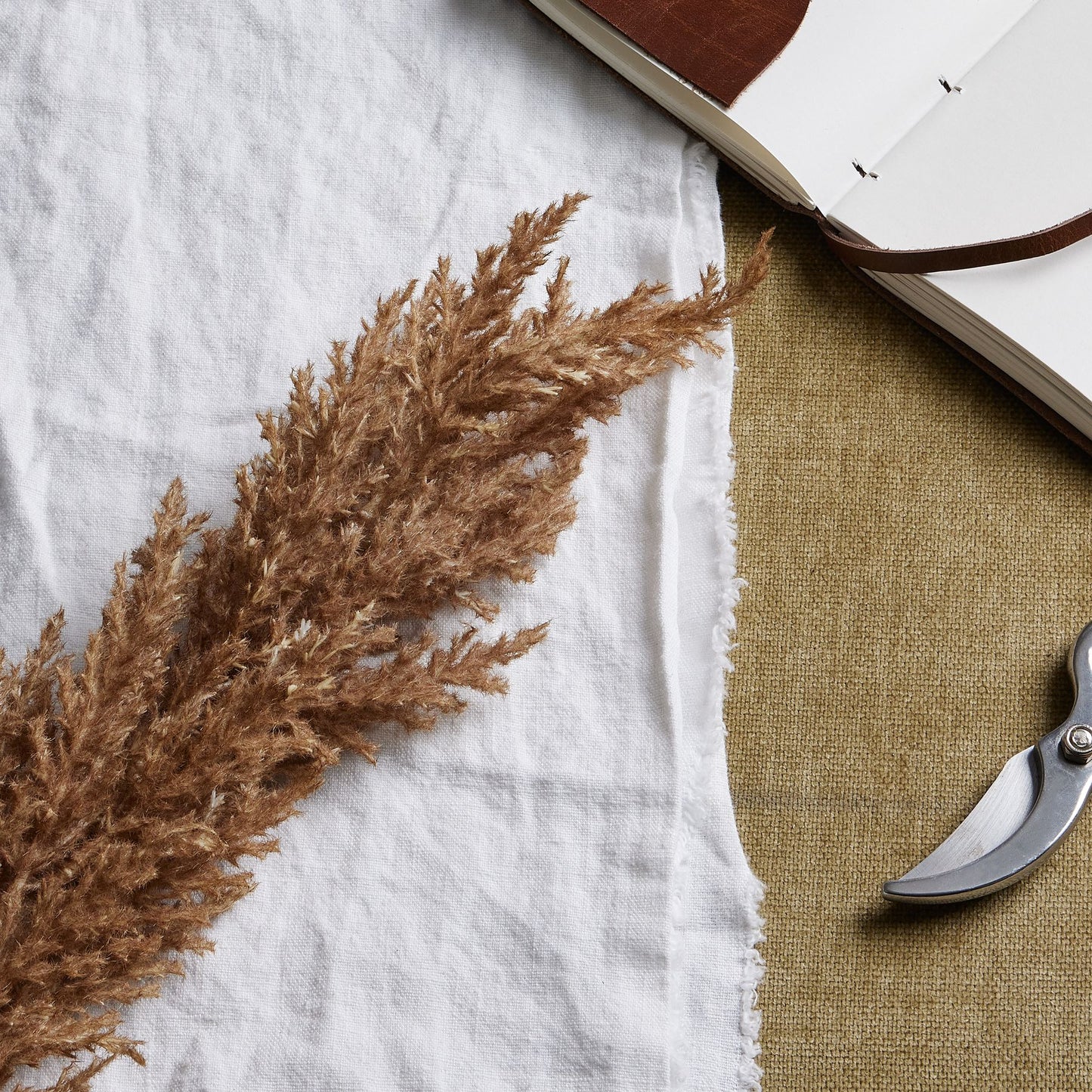 Taupe Faux Dried Pampas Grass Stem - Foliage from the Quanta Home collection.