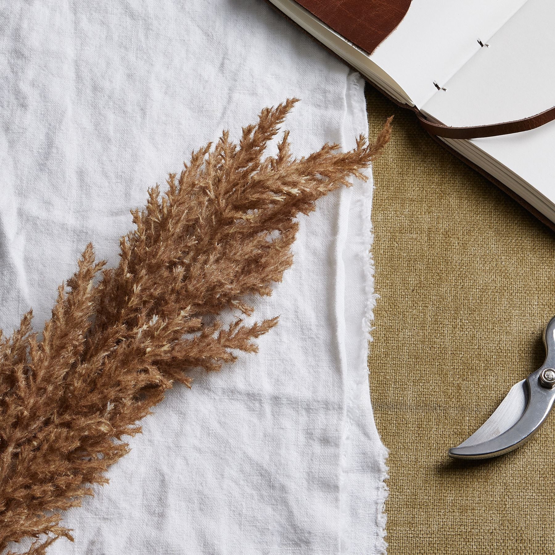 Taupe Faux Dried Pampas Grass Stem - Foliage from the Quanta Home collection.