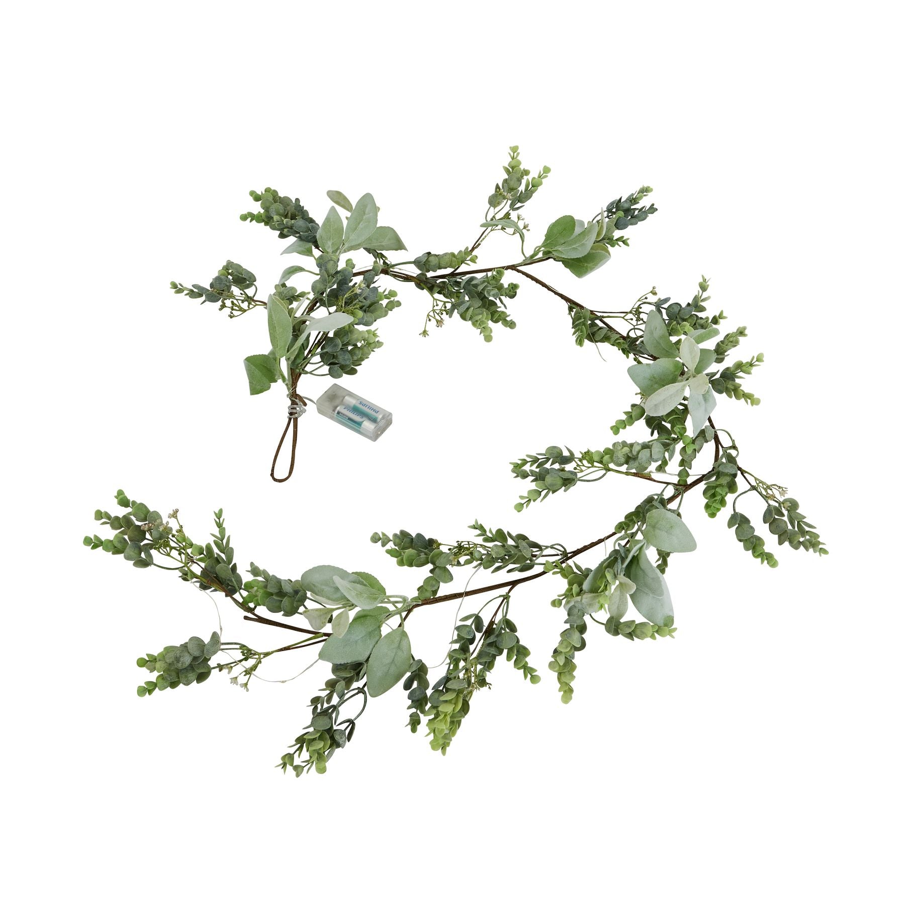 LED Winter Garland With Eucalyptus And Lambs Ear - Christmas Wreaths & Garlands from the Quanta Home collection.