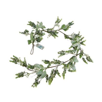 LED Winter Garland With Eucalyptus And Lambs Ear - Christmas Wreaths & Garlands from the Quanta Home collection.