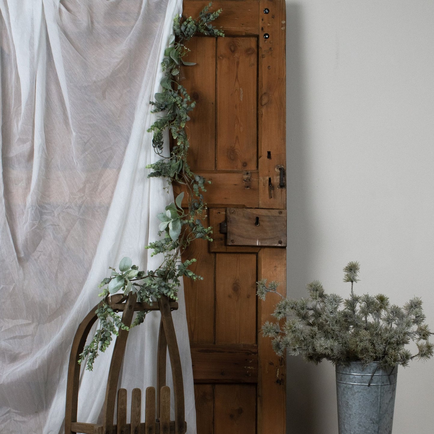 LED Winter Garland With Eucalyptus And Lambs Ear - Christmas Wreaths & Garlands from the Quanta Home collection.