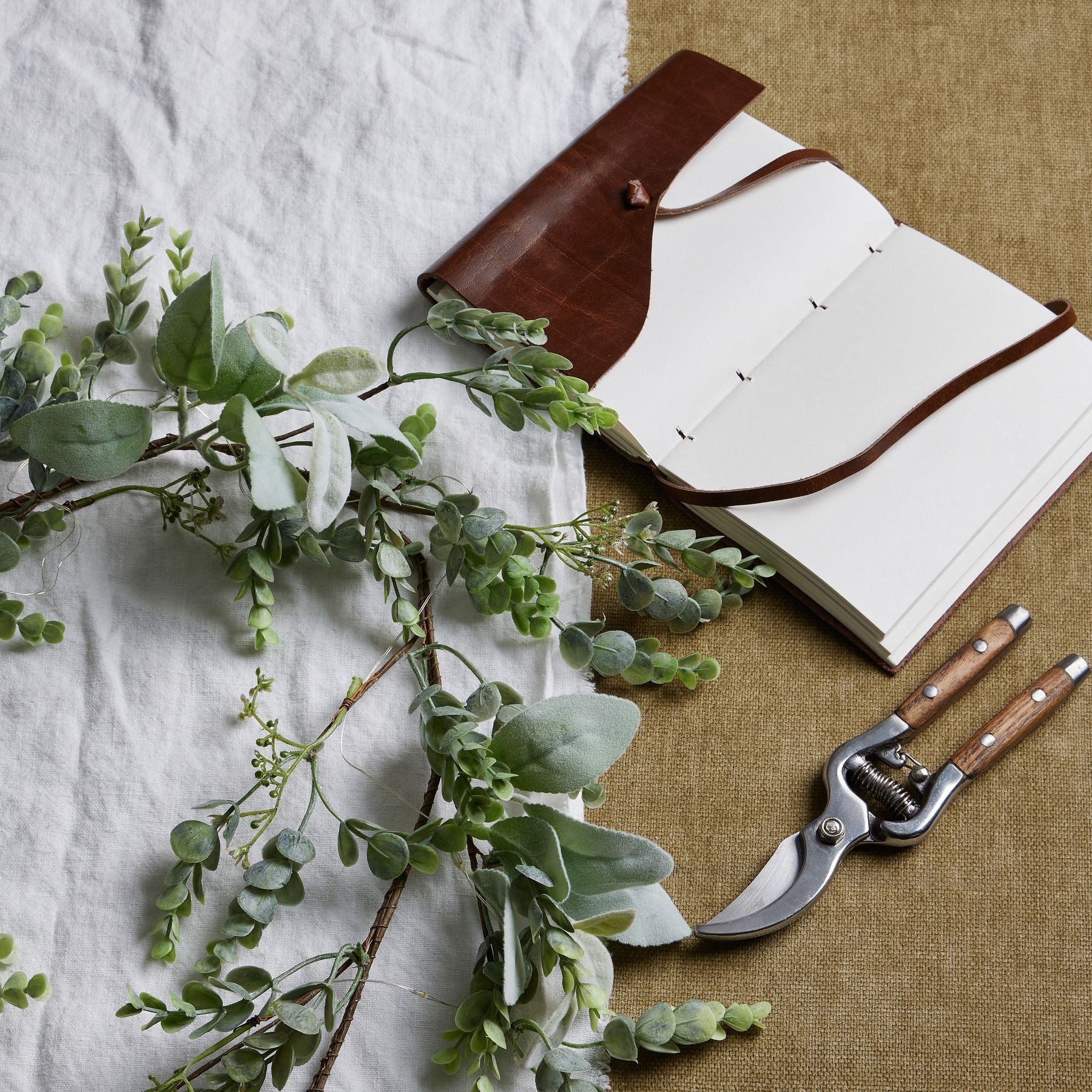 LED Winter Garland With Eucalyptus And Lambs Ear - Christmas Wreaths & Garlands from the Quanta Home collection.