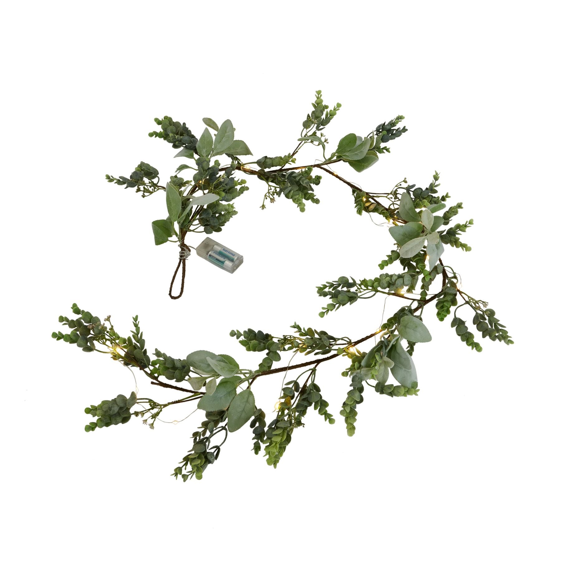 LED Winter Garland With Eucalyptus And Lambs Ear - Christmas Wreaths & Garlands from the Quanta Home collection.