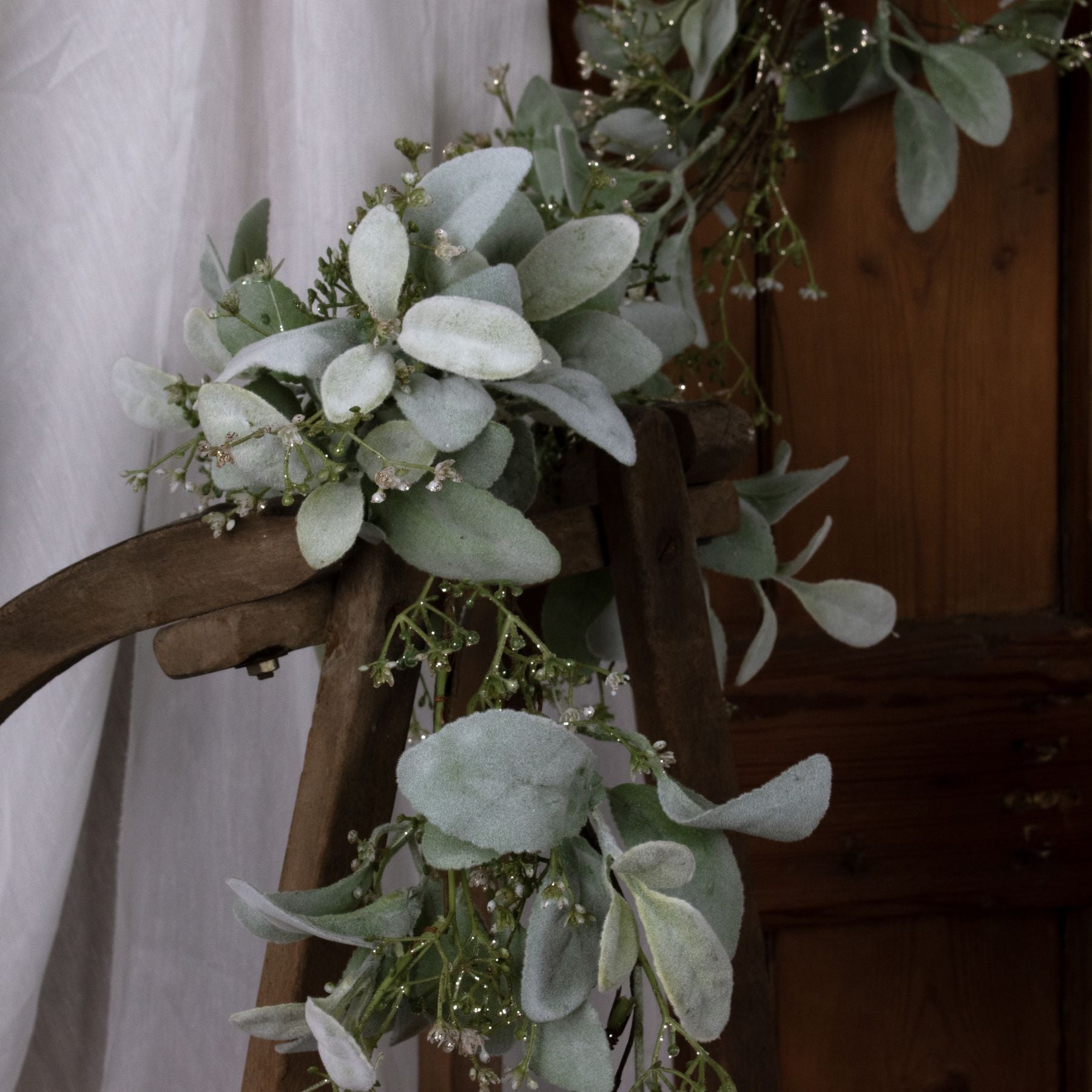 Winter Garland With Lambs Ear And Wax Flower - Christmas Wreaths & Garlands from the Quanta Home collection.