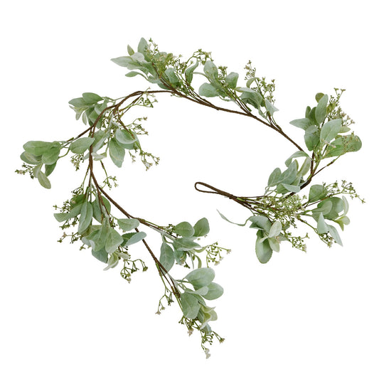 Winter Garland With Lambs Ear And Wax Flower - Christmas Wreaths & Garlands from the Quanta Home collection.