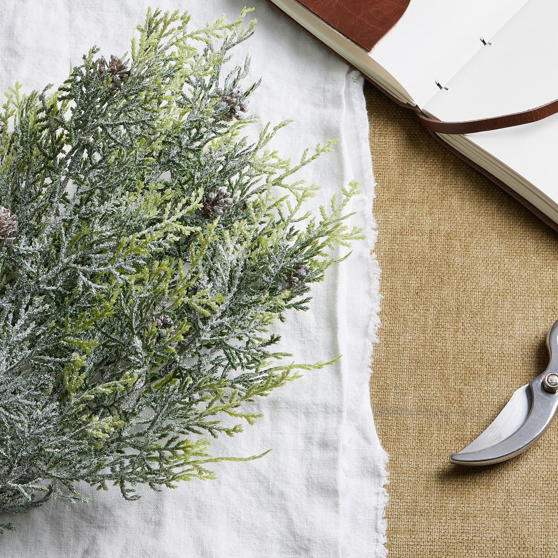 Frosted Pine Spray Stem With Pinecones - Christmas Decorations from the Quanta Home collection.