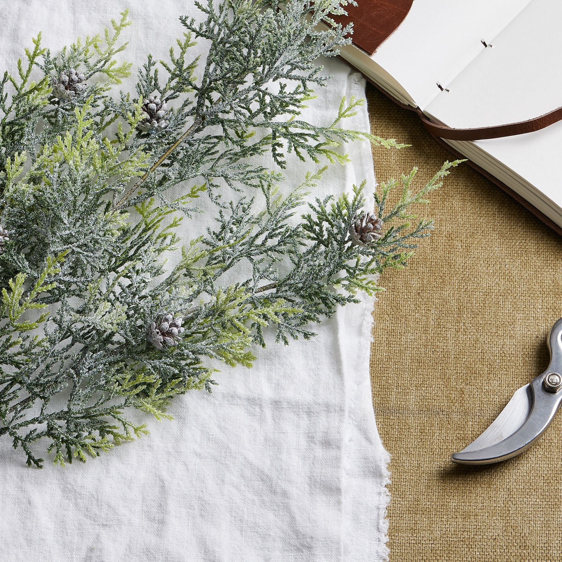 Frosted Pine Tall Stem With Pinecones - Christmas Decorations from the Quanta Home collection.