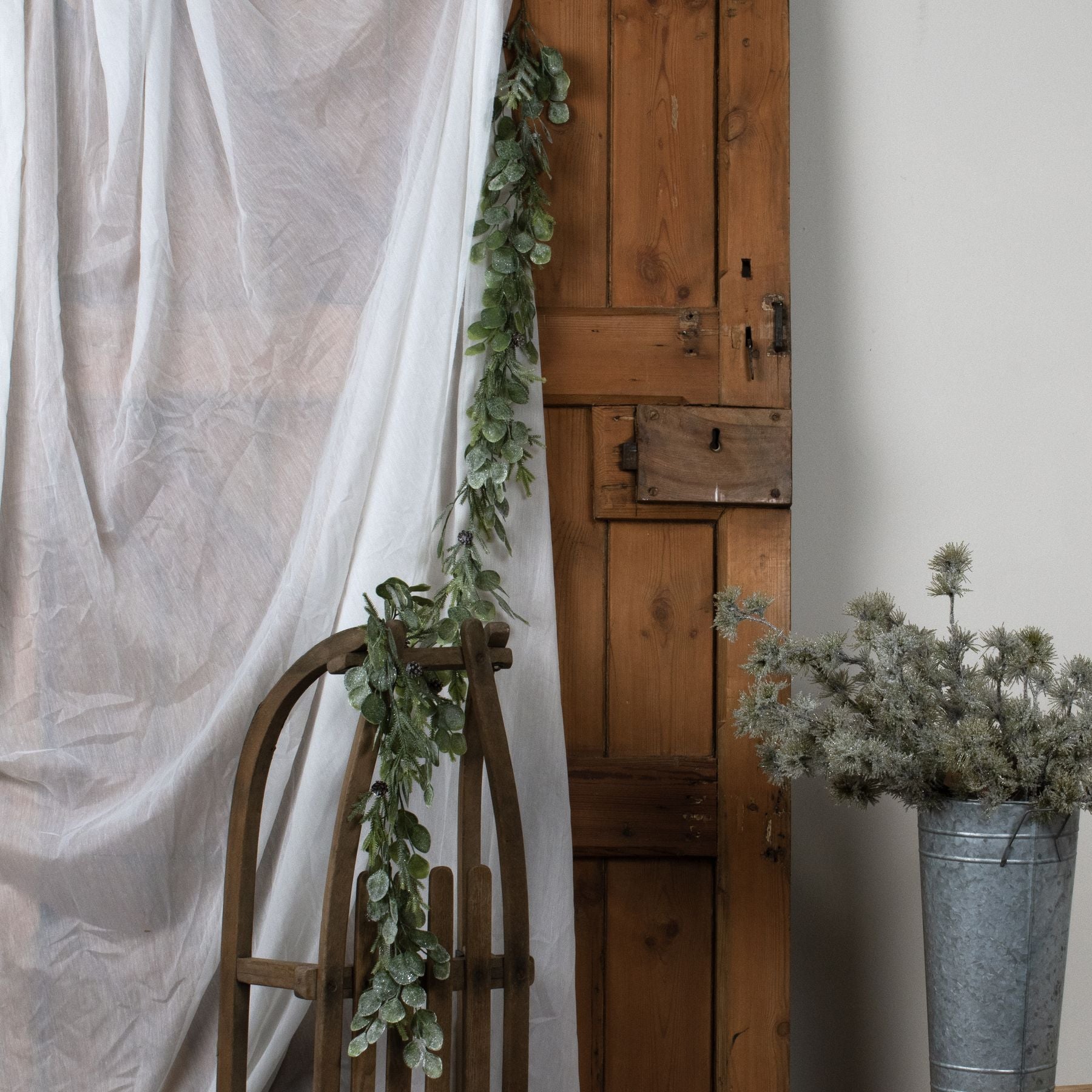 Frosted Pine And Eucalyptus Garland - Christmas Wreaths & Garlands from the Quanta Home collection.