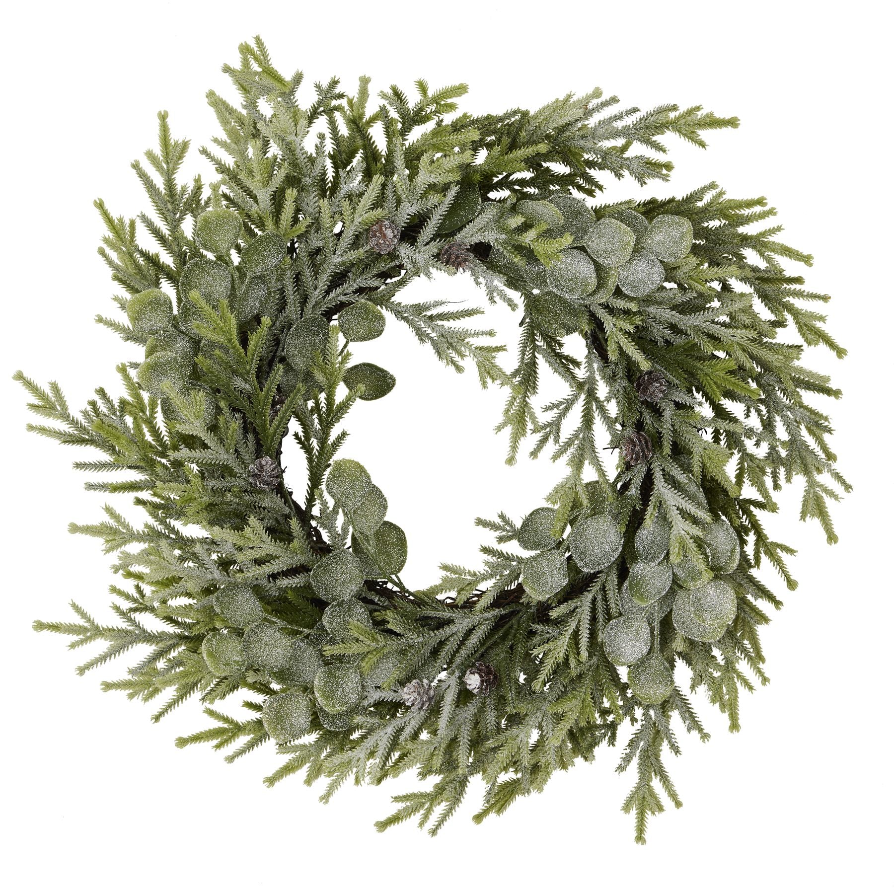 Frosted Pine And Eucalyptus Wreath - Christmas Wreaths & Garlands from the Quanta Home collection.