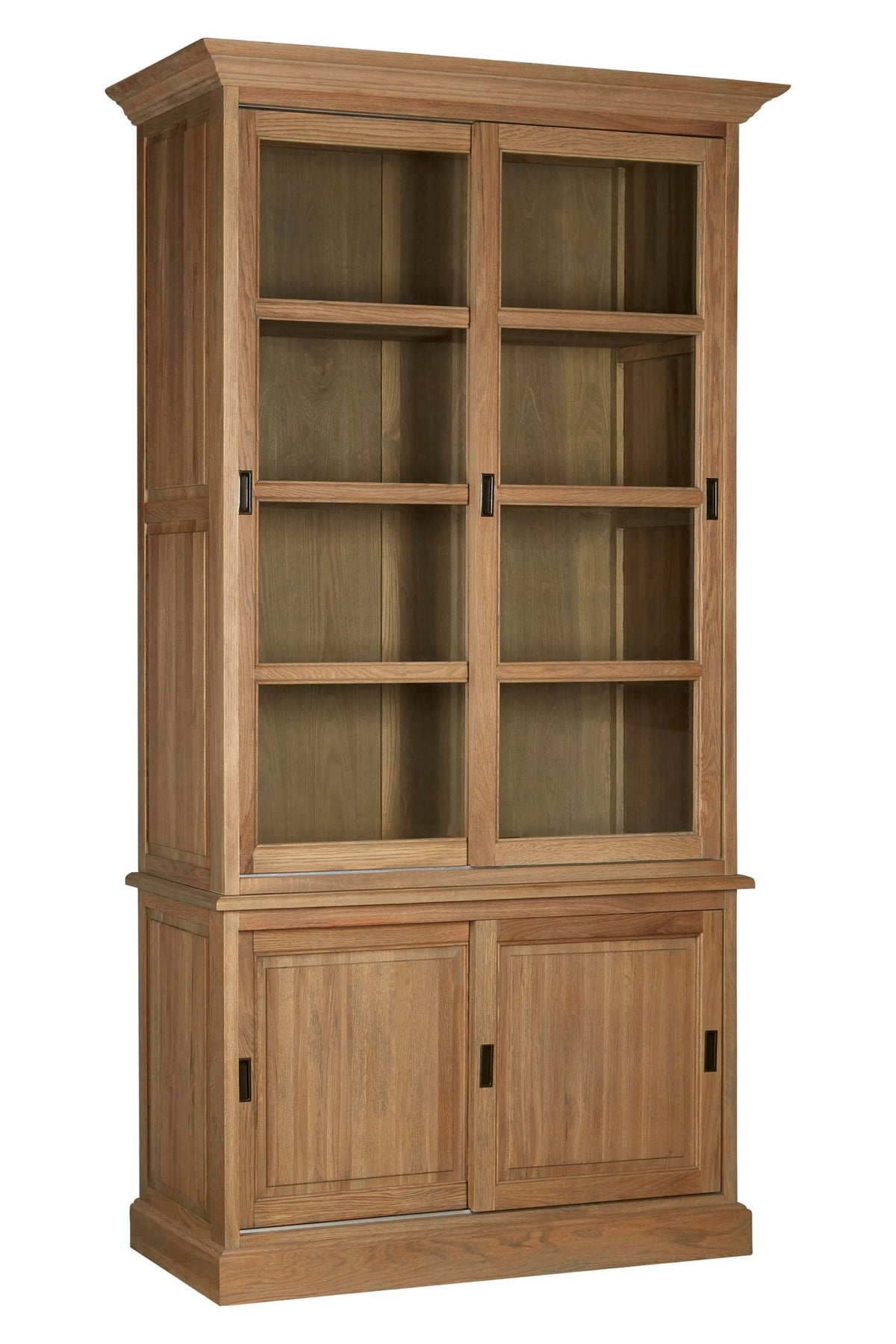 Bordeaux Oak Wood Tall Cabinet with Washed Grey Finish