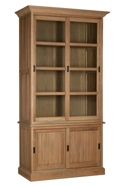 Bordeaux Oak Wood Tall Cabinet with Washed Grey Finish