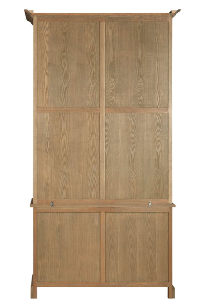 Bordeaux Oak Wood Tall Cabinet with Washed Grey Finish