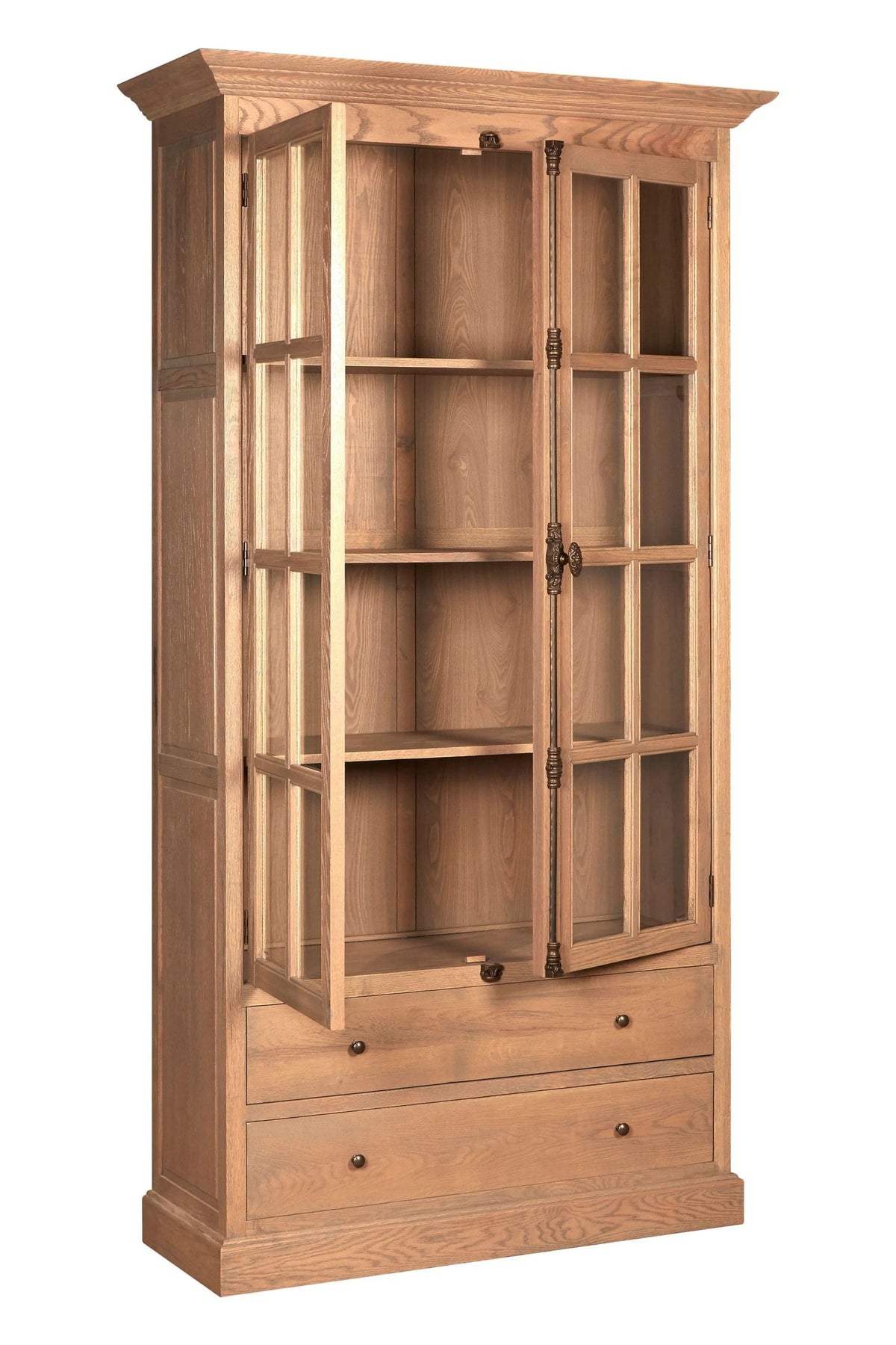 Bordeaux Washed Grey Finish Oak Wood Tall Cabinet