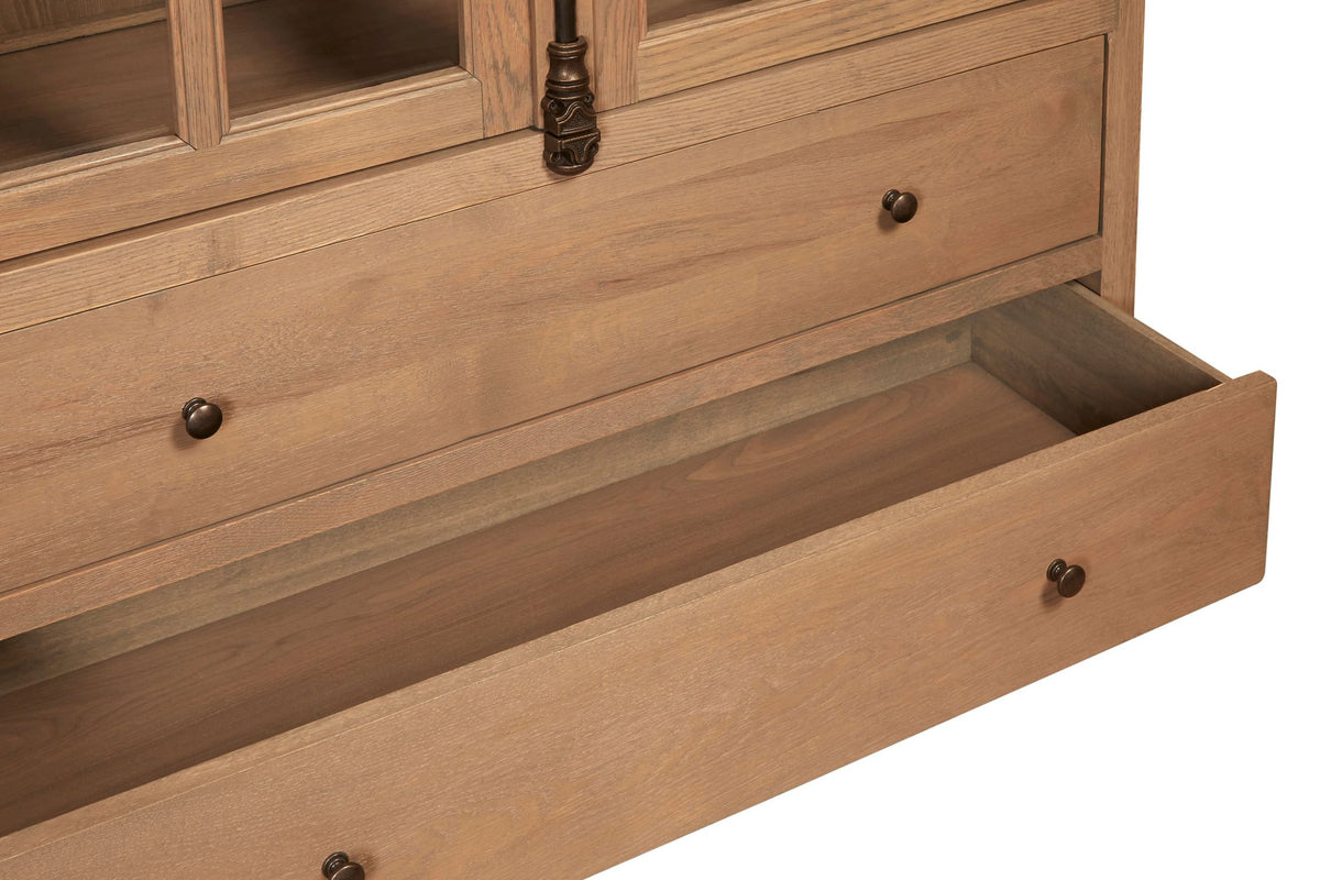 Bordeaux Washed Grey Finish Oak Wood Tall Cabinet