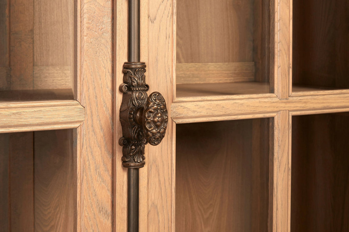 Bordeaux Washed Grey Finish Oak Wood Tall Cabinet