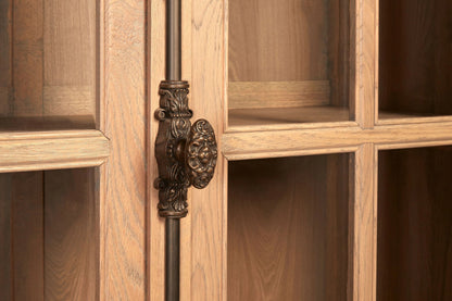 Bordeaux Washed Grey Finish Oak Wood Tall Cabinet