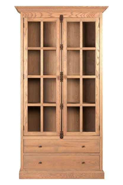 Bordeaux Washed Grey Finish Oak Wood Tall Cabinet
