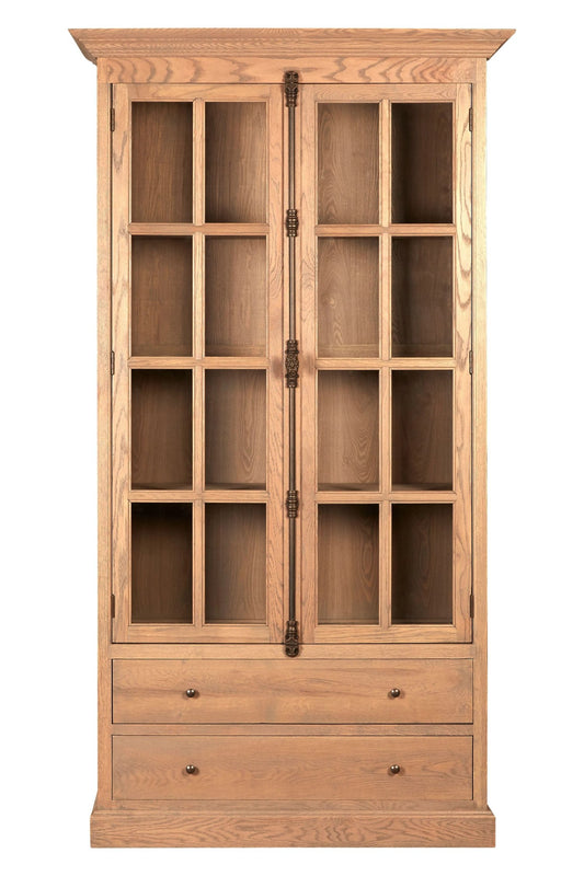 Bordeaux Washed Grey Finish Oak Wood Tall Cabinet