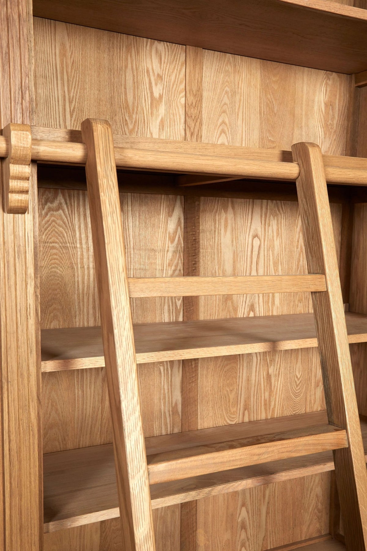 Bordeaux Wooden Finish 2 Section Bookcase With Ladder