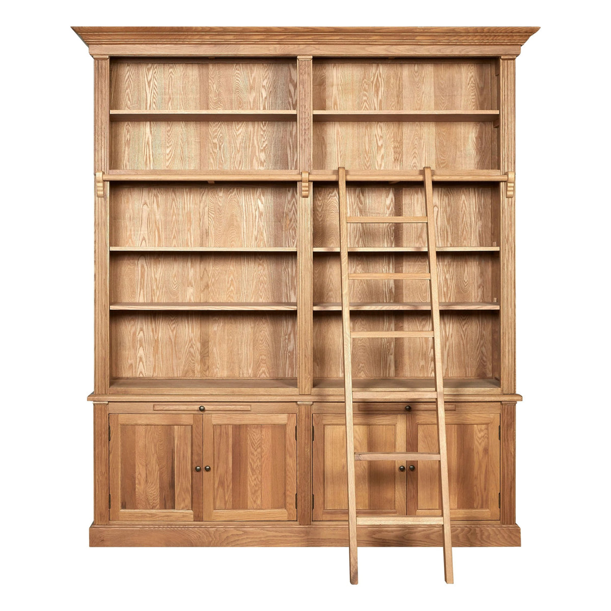 Bordeaux Wooden Finish 2 Section Bookcase With Ladder
