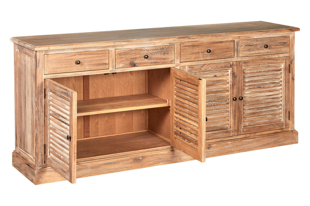 Bordeaux Oak Wood Sideboard with Whitewash Finish