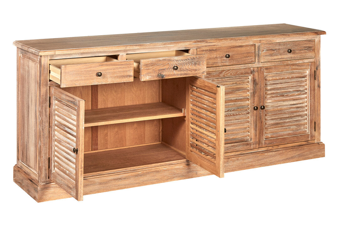 Bordeaux Oak Wood Sideboard with Whitewash Finish