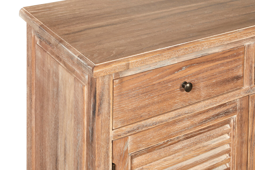 Bordeaux Oak Wood Sideboard with Whitewash Finish