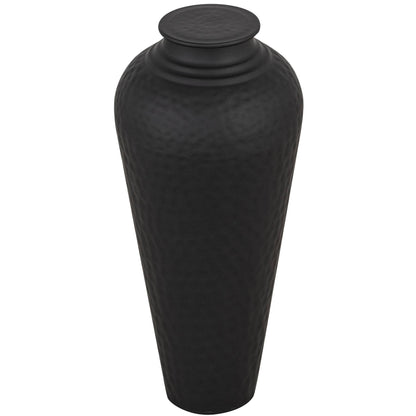 Matt Black Hammered Vase With Lid - Vases from the Quanta Home collection.