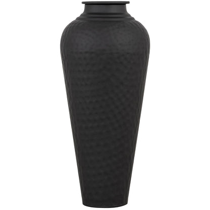 Matt Black Hammered Vase With Lid - Vases from the Quanta Home collection.