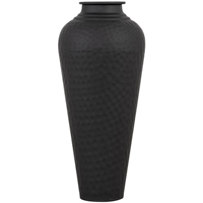 Matt Black Hammered Vase With Lid - Vases from the Quanta Home collection.