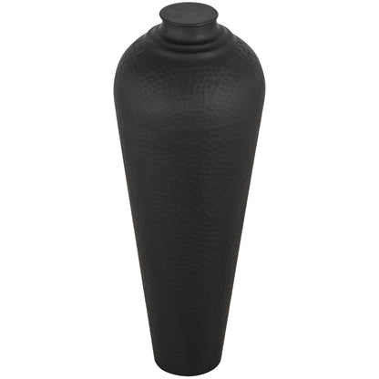 Matt Black Medium Hammered Vase With Lid - Vases from the Quanta Home collection.