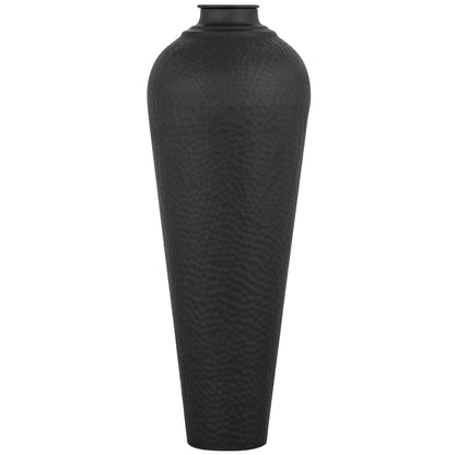 Matt Black Medium Hammered Vase With Lid - Vases from the Quanta Home collection.