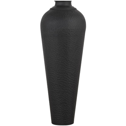 Matt Black Medium Hammered Vase With Lid - Vases from the Quanta Home collection.