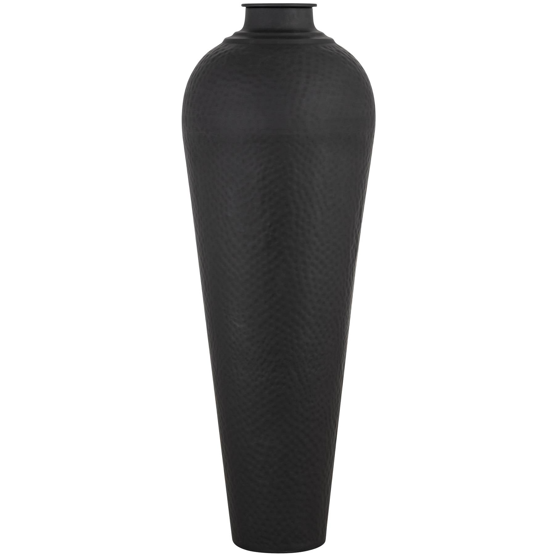 Matt Black Large Hammered Vase With Lid - Vases from the Quanta Home collection.