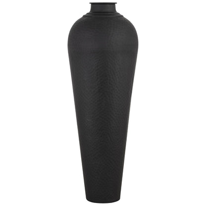 Matt Black Large Hammered Vase With Lid - Vases from the Quanta Home collection.