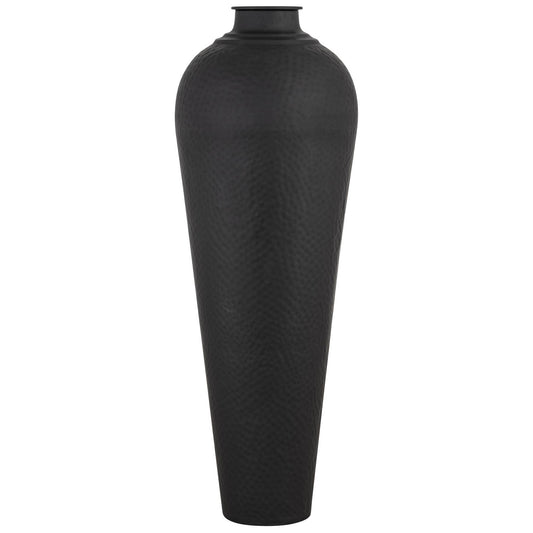 Matt Black Large Hammered Vase With Lid - Vases from the Quanta Home collection.