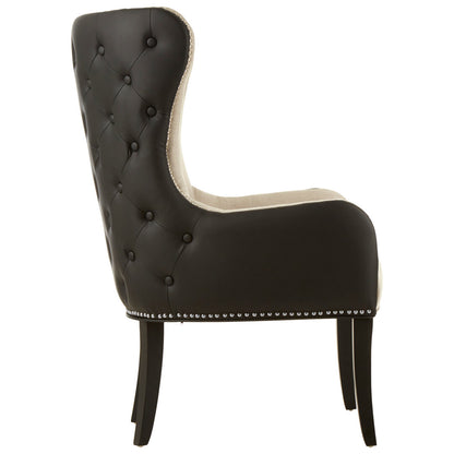 Didim Natural Fabric Chair with Black Leather Effect Back
