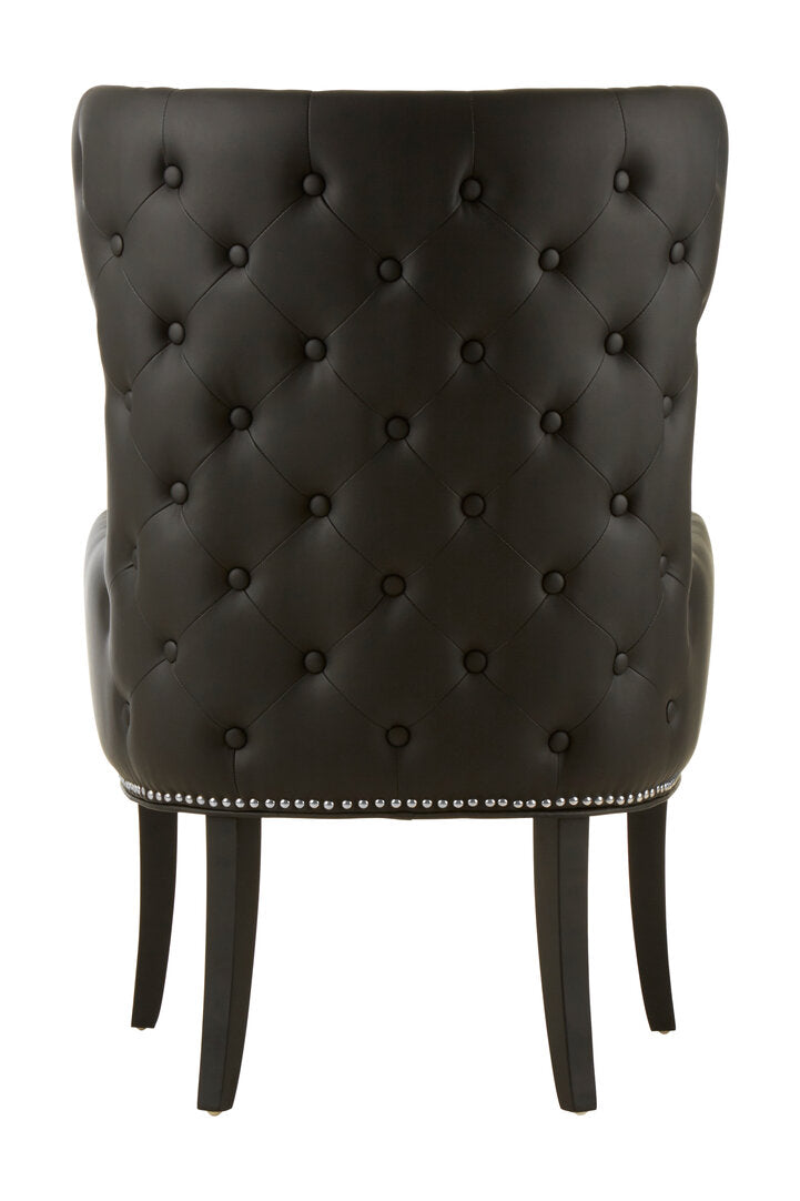 Didim Natural Fabric Chair with Black Leather Effect Back