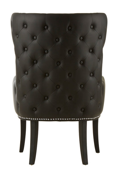 Didim Natural Fabric Chair with Black Leather Effect Back