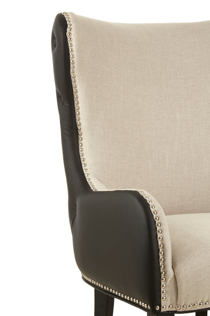 Didim Natural Fabric Chair with Black Leather Effect Back