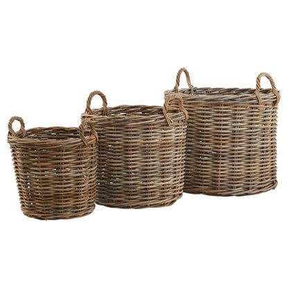 Set of 3 Kubu Rattan Round Storage Baskets - Wickerware from the Quanta Home collection.