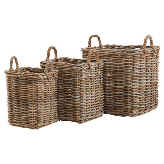 Set of 3 Kubu Rattan Square Storage Baskets - Wickerware from the Quanta Home collection.