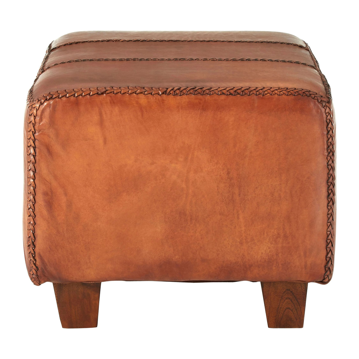 Andes Leather Bench With Teak Wood Legs