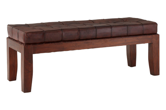 Andes Antique Brown Leather Bench