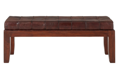 Andes Antique Brown Leather Bench